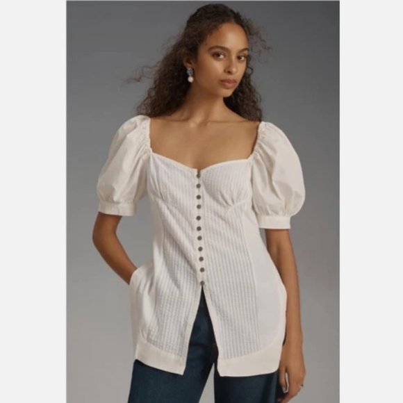 Brand New Maeve Puff-Sleeve Sweetheart Top - Picture 1 of 16